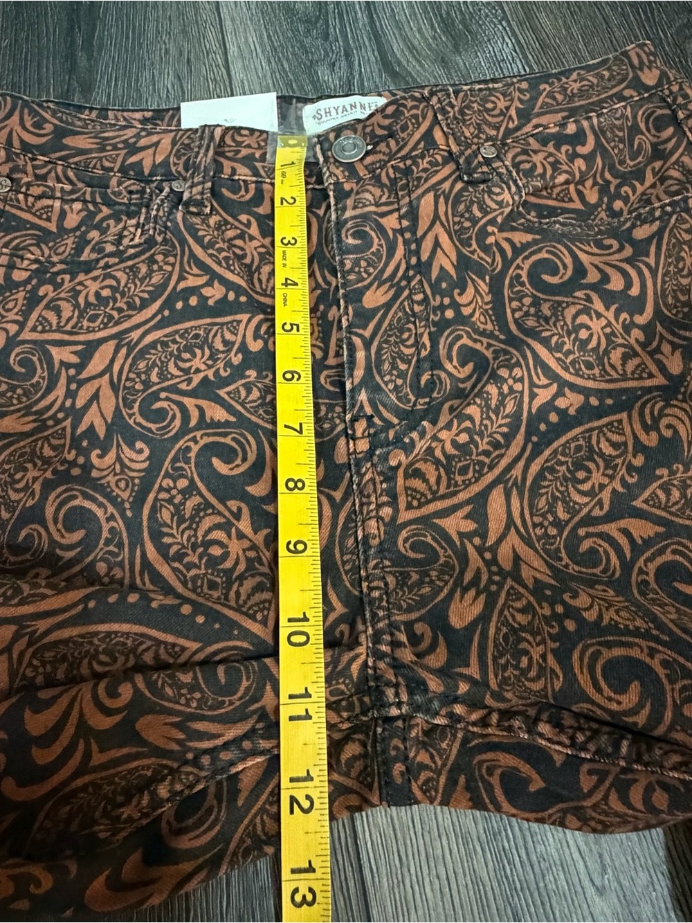 Shyanne Paisley High Rise Flare Western Jeans Brown Black W32 L36 Boho Cowgirl - Picture 12 of 16